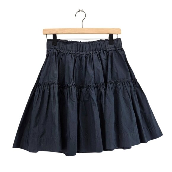 Navy Blue Skirt Mini Broomstick Tiered XS Elastic Waist Cowgirl Anthropologie - Picture 1 of 11